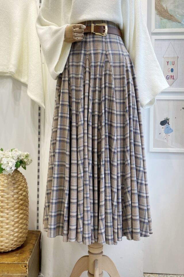 Vizon Deri Kemerli Ekoseli Grazia Etek