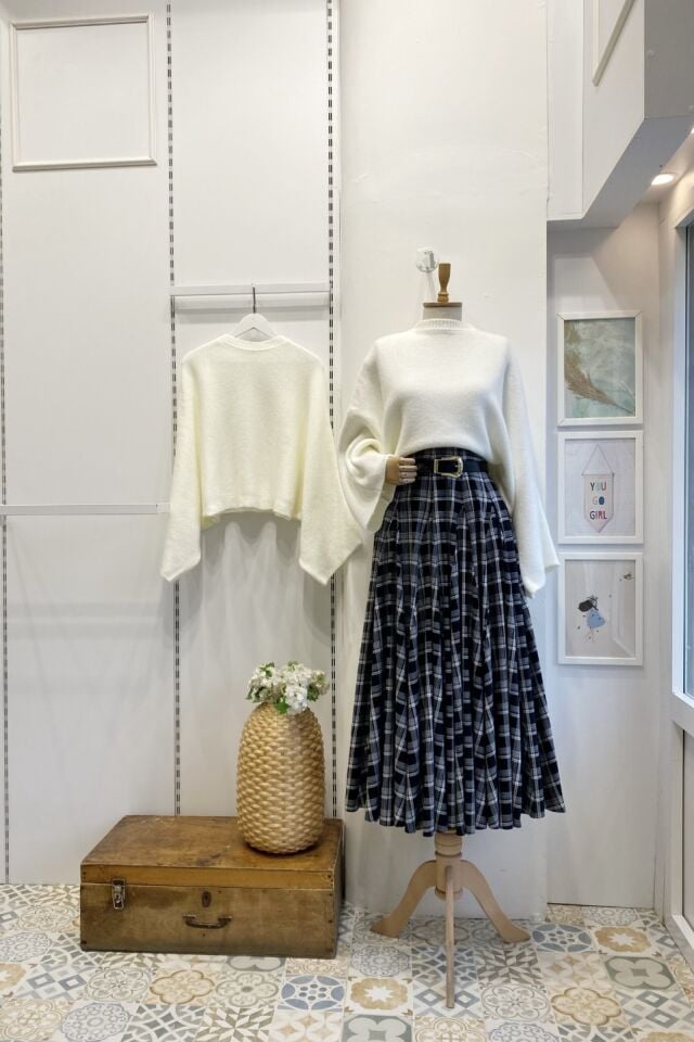 Siyah Deri Kemerli Ekoseli Grazia Etek