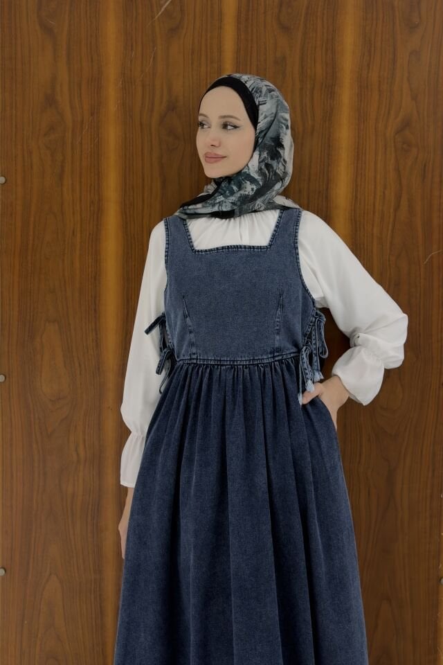 Lacivert Yanları Kuşak Detaylı Marional Jile