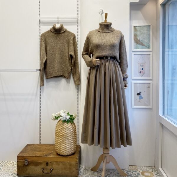 Vizon Kemerli Sık Pileli Etek