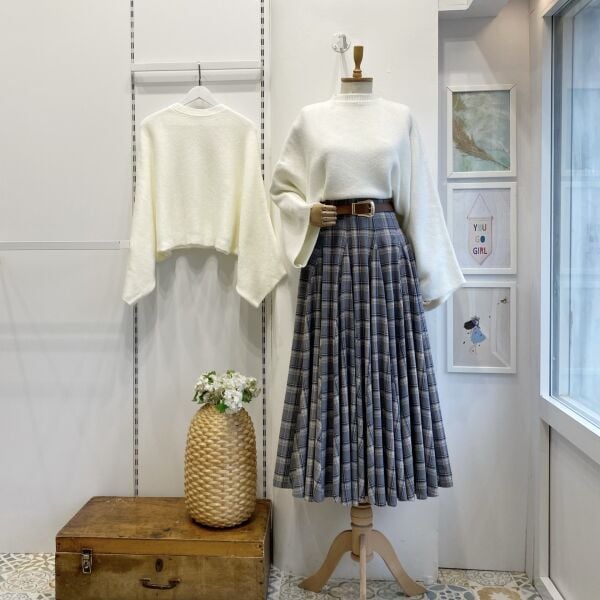 Gri Deri Kemerli Ekoseli Grazia Etek