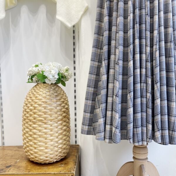 Gri Deri Kemerli Ekoseli Grazia Etek