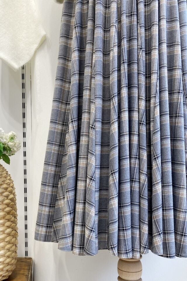 Gri Deri Kemerli Ekoseli Grazia Etek