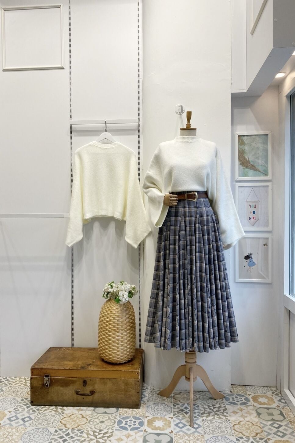 Gri Deri Kemerli Ekoseli Grazia Etek