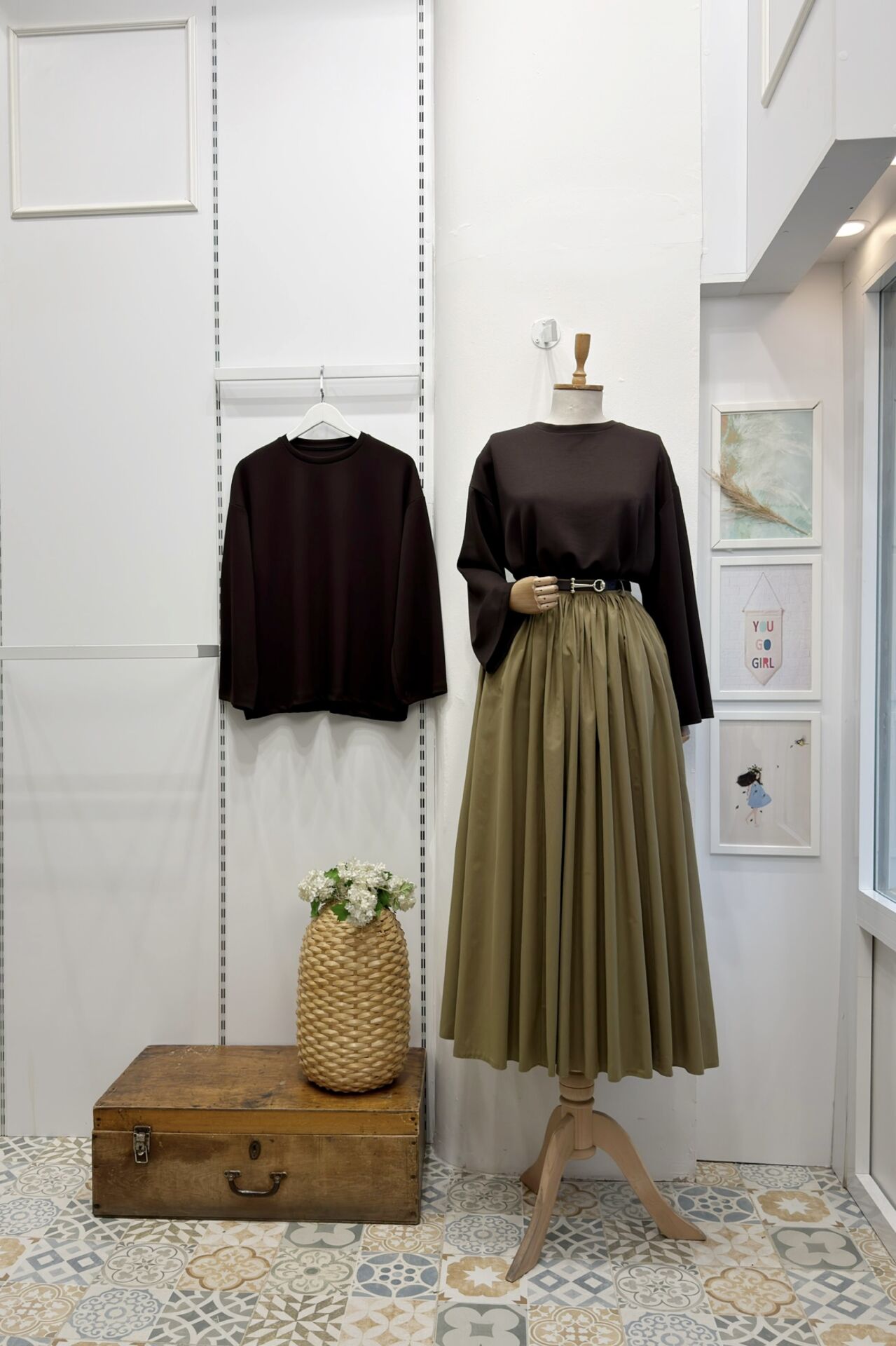 Ihlamur Yeşili Kemerli Sık Pileli Etek