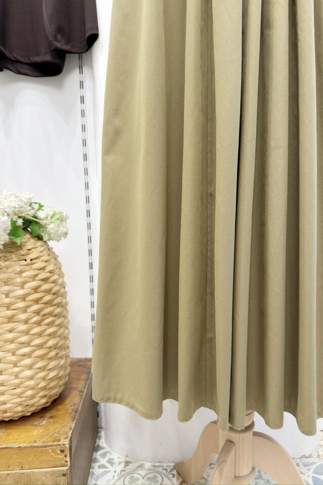 Ihlamur Yeşili Kemerli Sık Pileli Etek