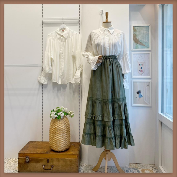 Haki Yeşili Fisto Şeritli Lighter Etek