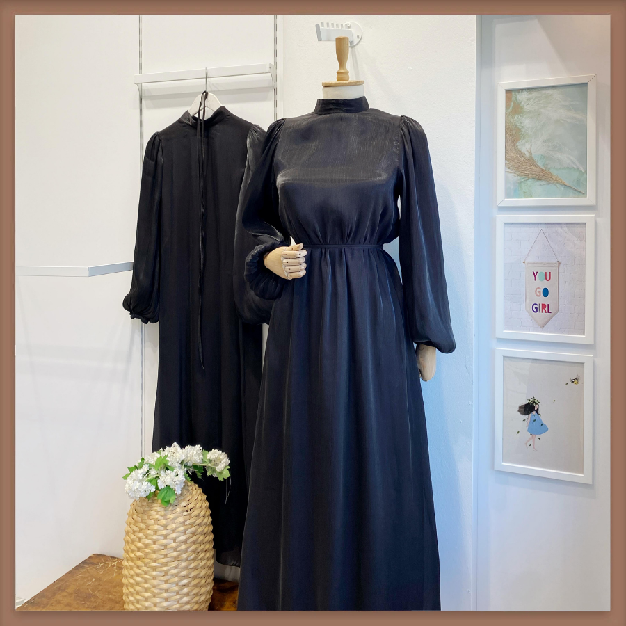 Siyah Şifon Kumaş Vienella Abiye