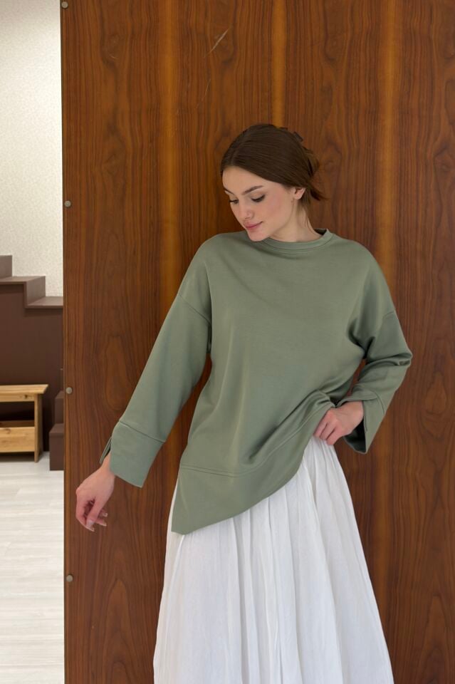 Yeşil Ovella Basic Penye Bluz