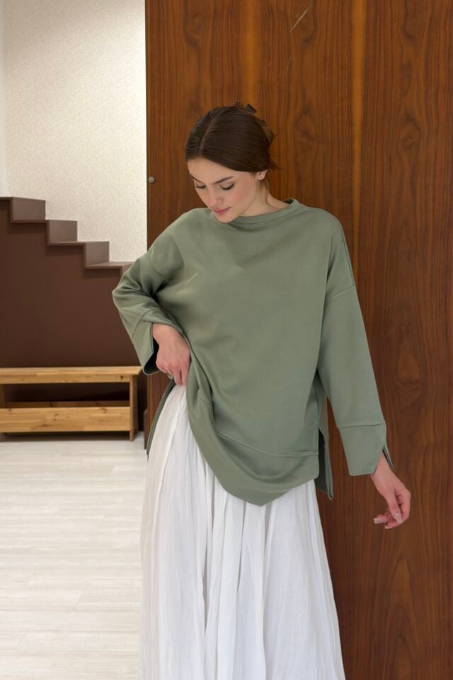 Yeşil Ovella Basic Penye Bluz