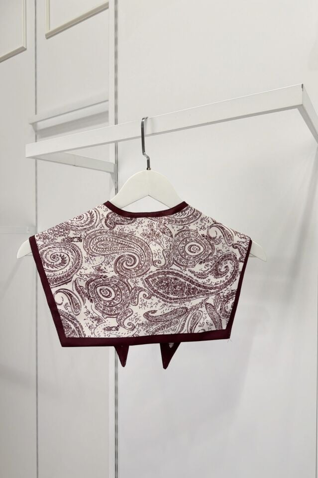 Bordo Elowen Desenli Muse Yaka