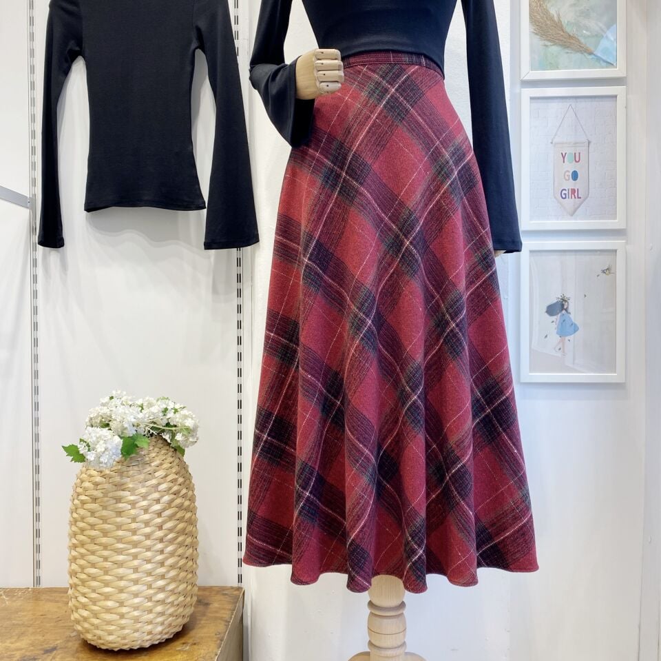 Kırmızı Ekoseli Serena Etek