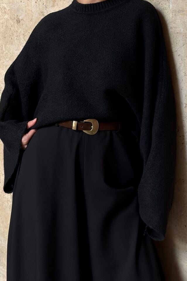 Siyah Oversize Rosella Kazak