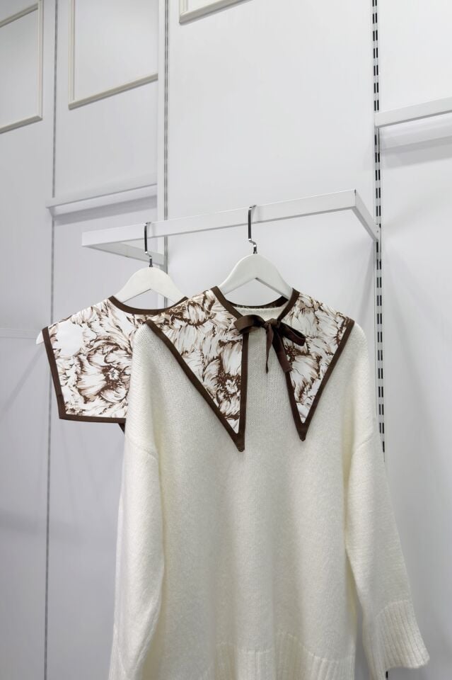 Kahverengi Athens Desenli Muse Yaka