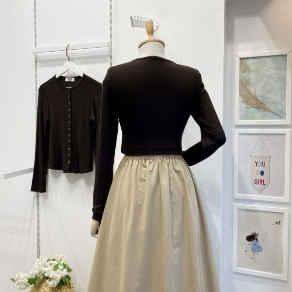 Kahverengi Çıtçıt Düğmeli Basic Hırka