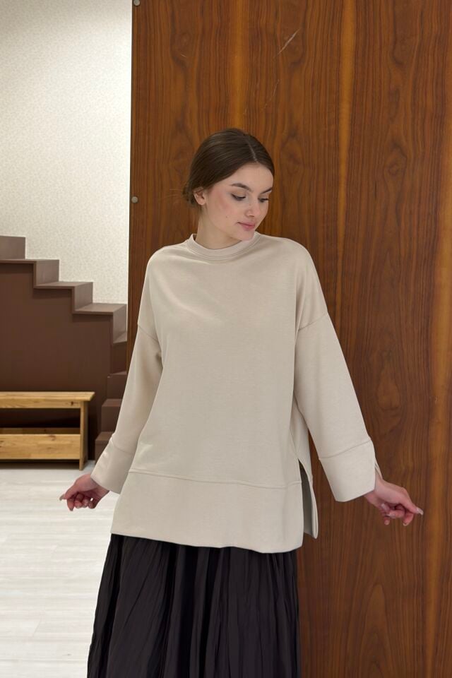 Krem Ovella Basic Penye Bluz