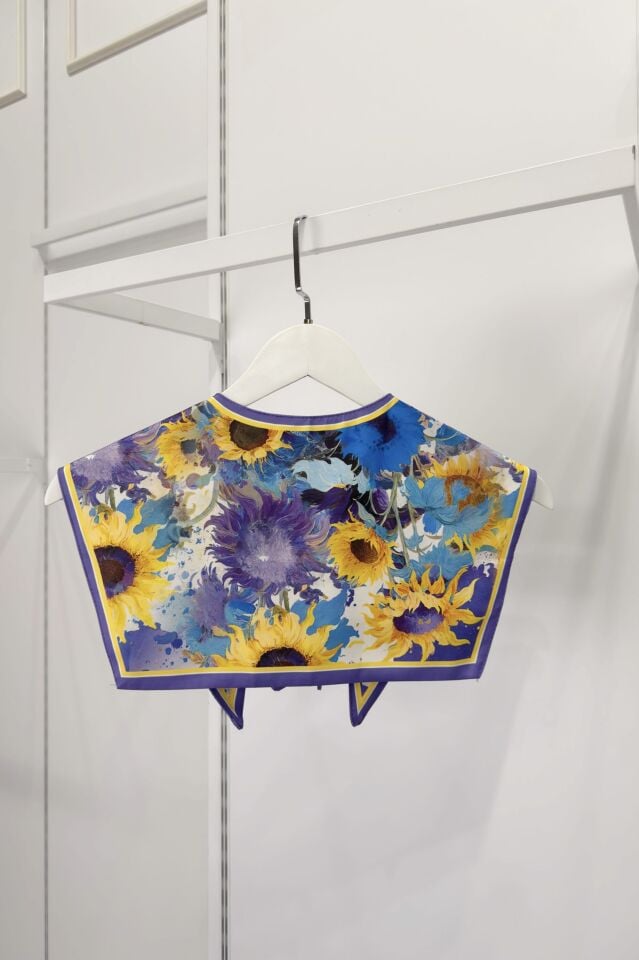 Mor Ayçiçeği Desenli Muse Yaka