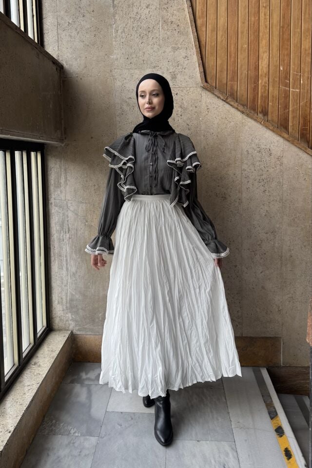 Beyaz Crush Vual Keten Etek