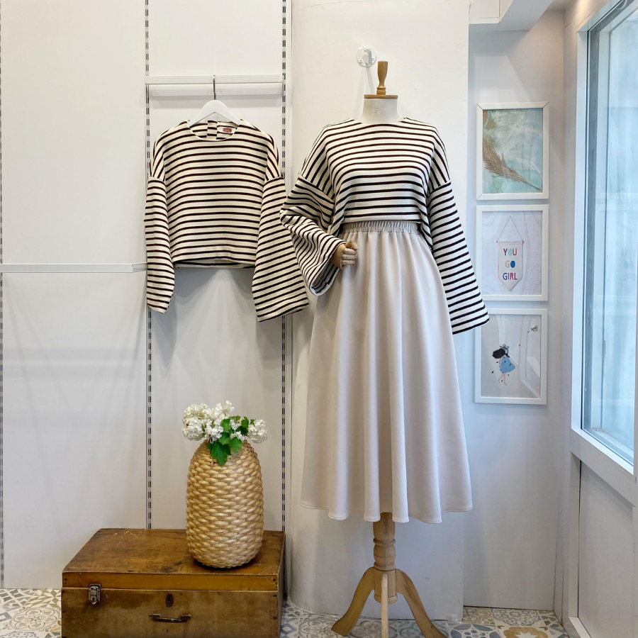 Krem Beli Lastikli Kloş Model Scuba Etek