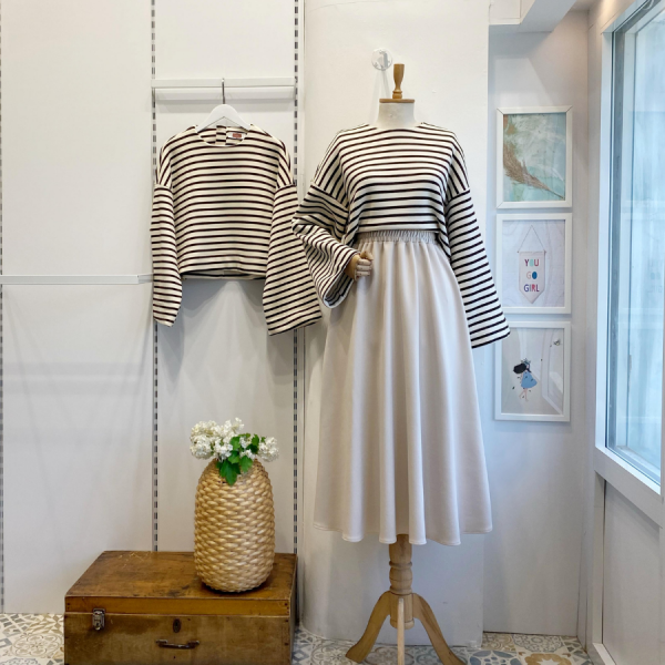 Krem Beli Lastikli Kloş Model Scuba Etek