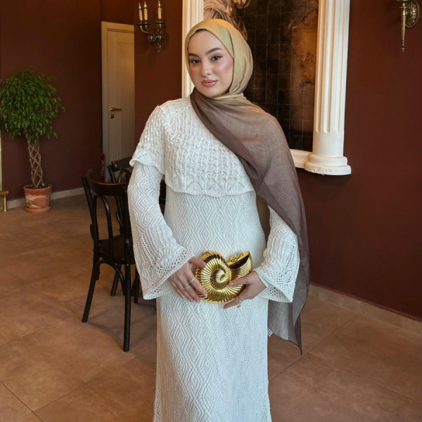 Faya Girls x Beyaz Ajurlu Dream Örme Triko Elbise