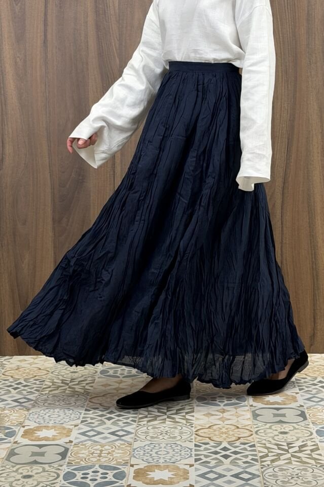 Lacivert Crush Vual Keten Etek