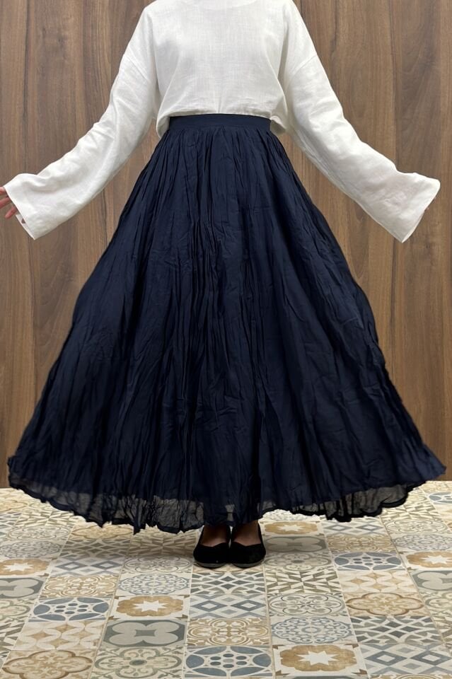 Lacivert Crush Vual Keten Etek