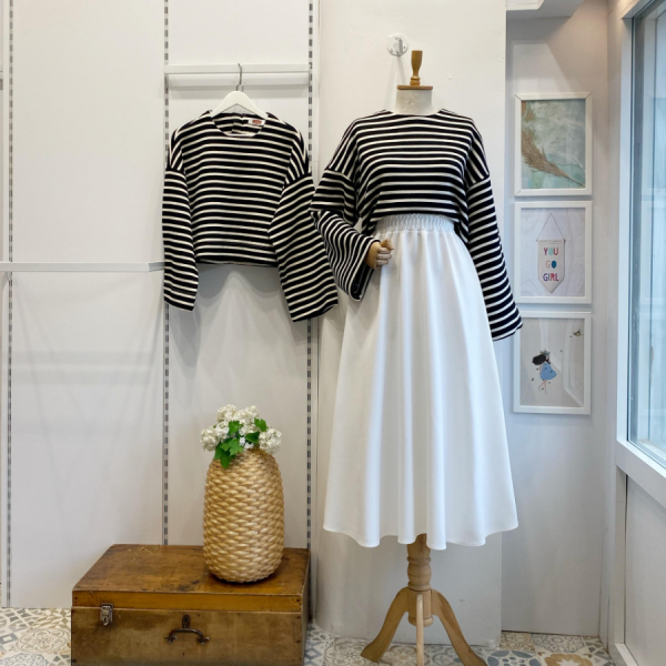 Beyaz Beli Lastikli Kloş Model Scuba Etek