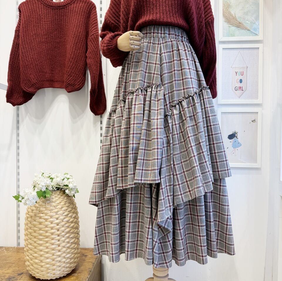 Bordo Çizgi Desenli Ajouter Etek