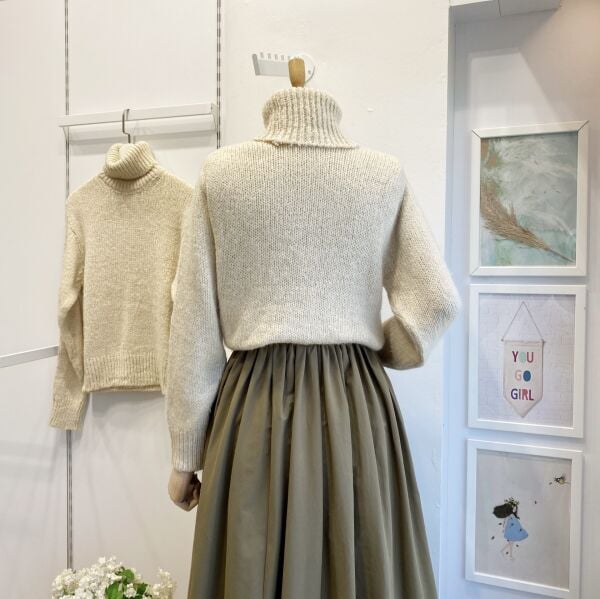 Krem Dusty Balıkçı Yaka Kazak