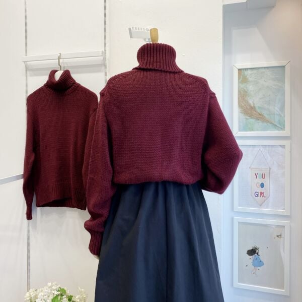 Bordo Dusty Balıkçı Yaka Kazak