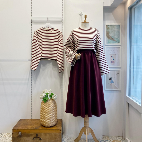 Bordo Beli Lastikli Kloş Model Scuba Etek