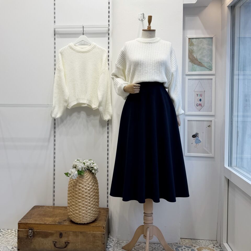 Lacivert Nayla Kaşe Etek