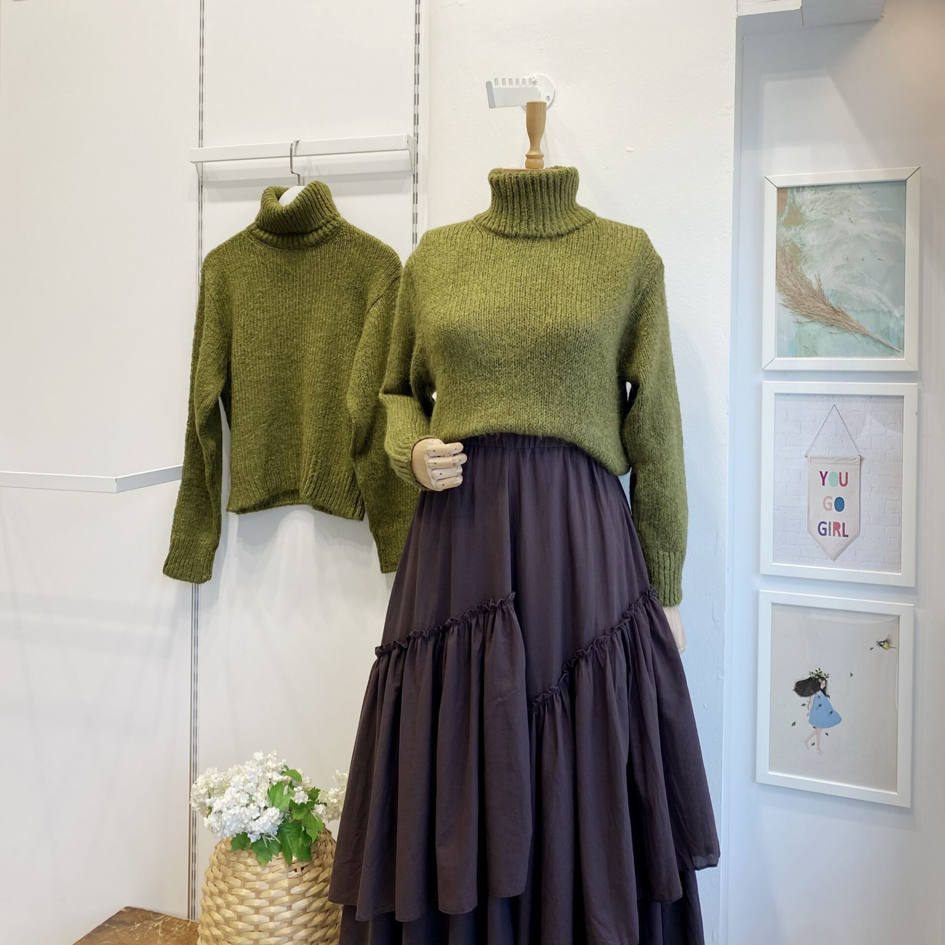 Yeşil Dusty Balıkçı Yaka Kazak