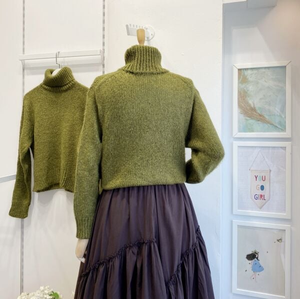 Yeşil Dusty Balıkçı Yaka Kazak