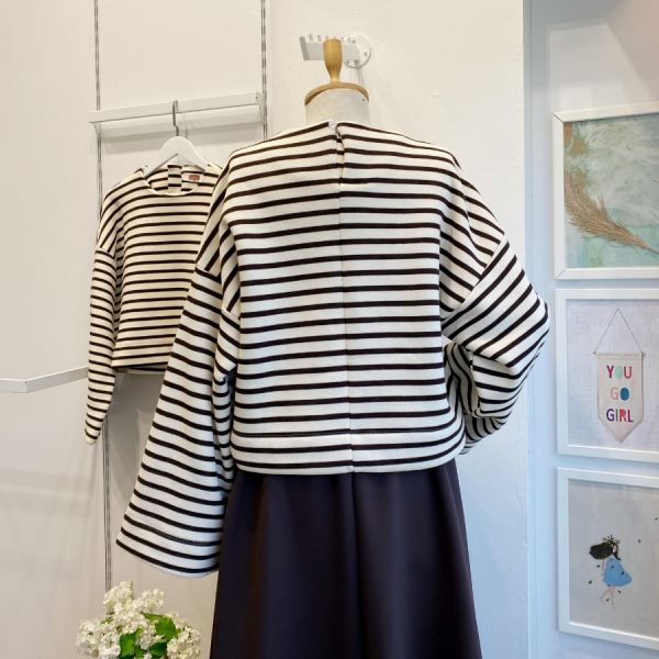 Enine Çizgili Acı Kahve Sweat