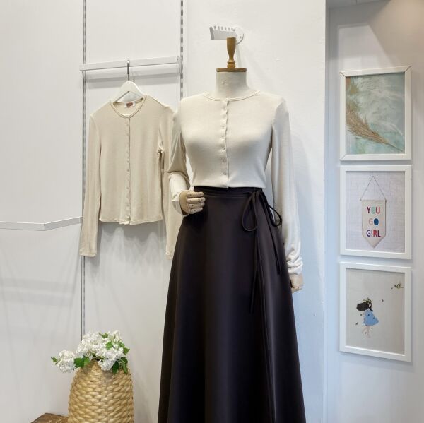 Krem Çıtçıt Düğmeli Basic Hırka