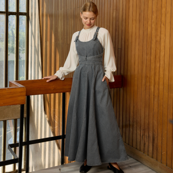 Gri Uzun Model Özel Tasarım Kot Jile X The Taste Of Things