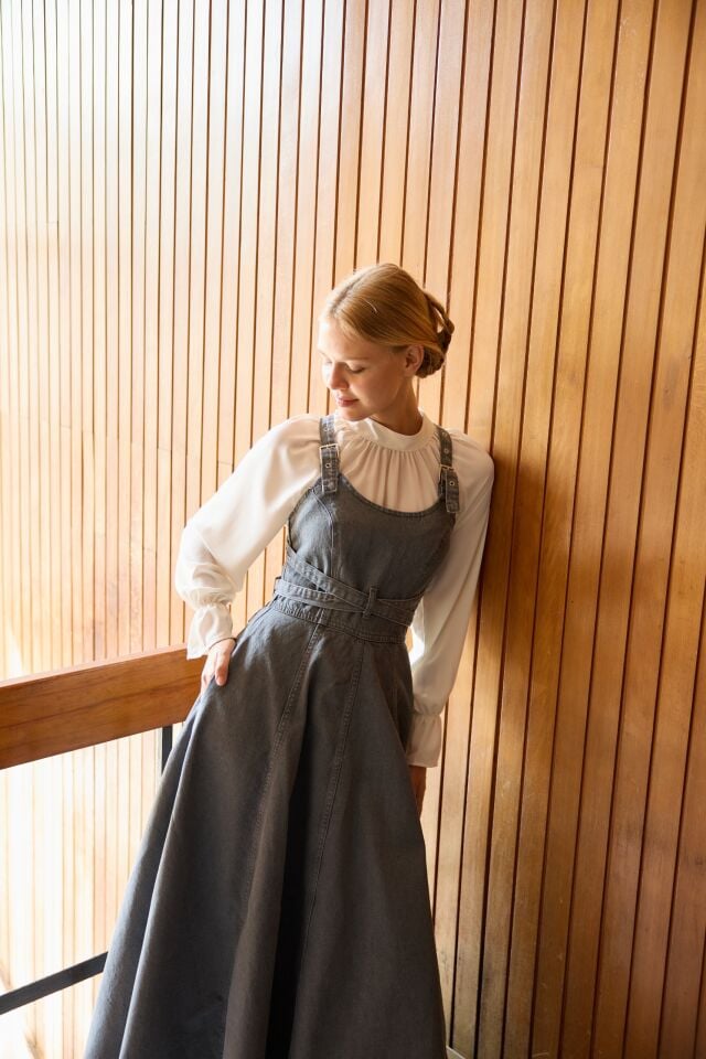 Gri Uzun Model Özel Tasarım Kot Jile X The Taste Of Things