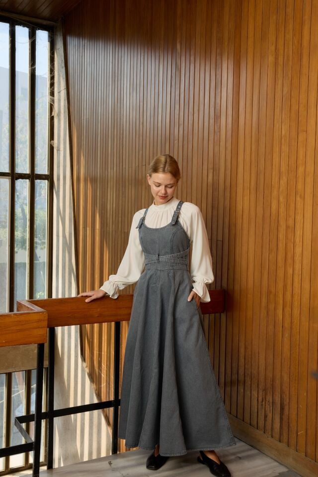 Gri Uzun Model Özel Tasarım Kot Jile X The Taste Of Things