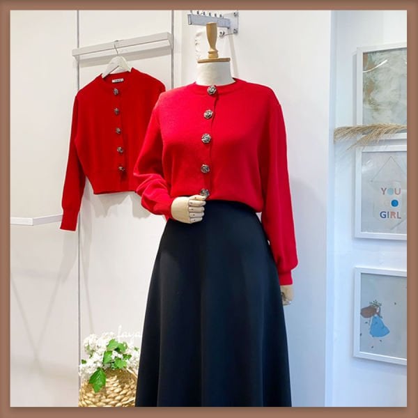 Kırmızı rose hırka