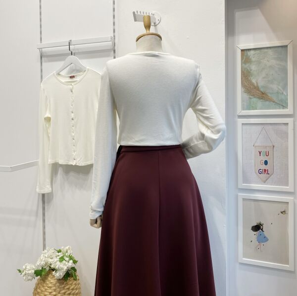 Ekru Çıtçıt Düğmeli Basic Hırka