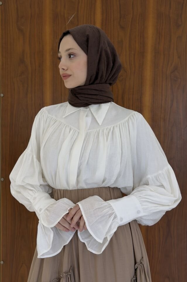 Beyaz Robalı Alisia Gömlek