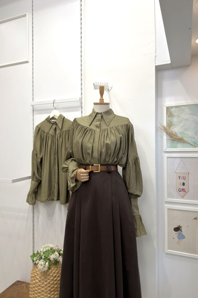 Haki Yeşili Robalı Alisia Gömlek