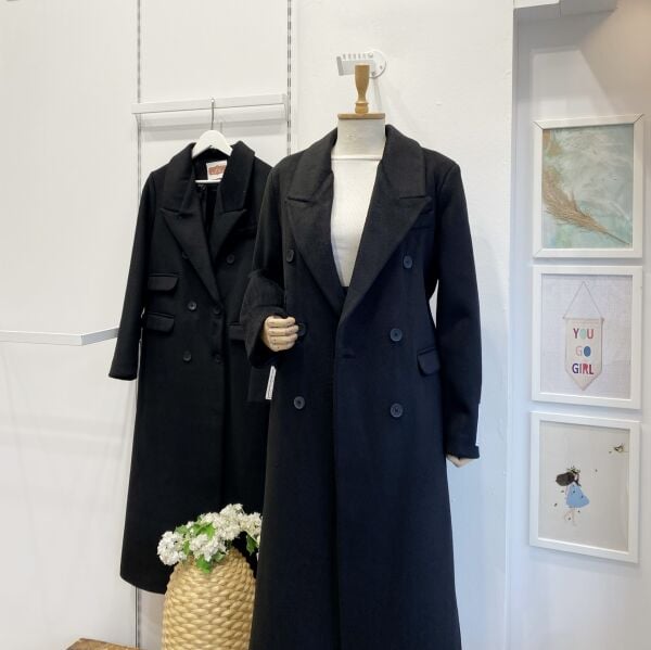 Siyah Allegra Kaşe Kaban