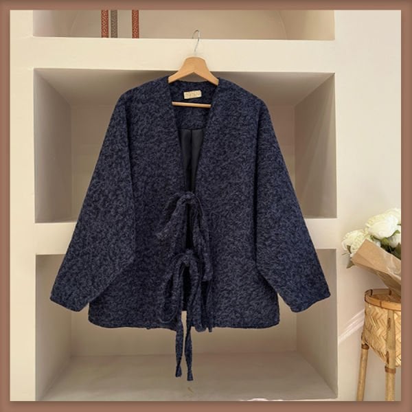 Lacivert Bağcıklı Sandel Ceket