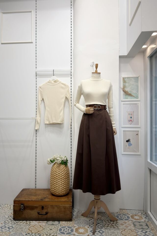 Kahverengi Deri Kemerli Verdant Gabardin Etek