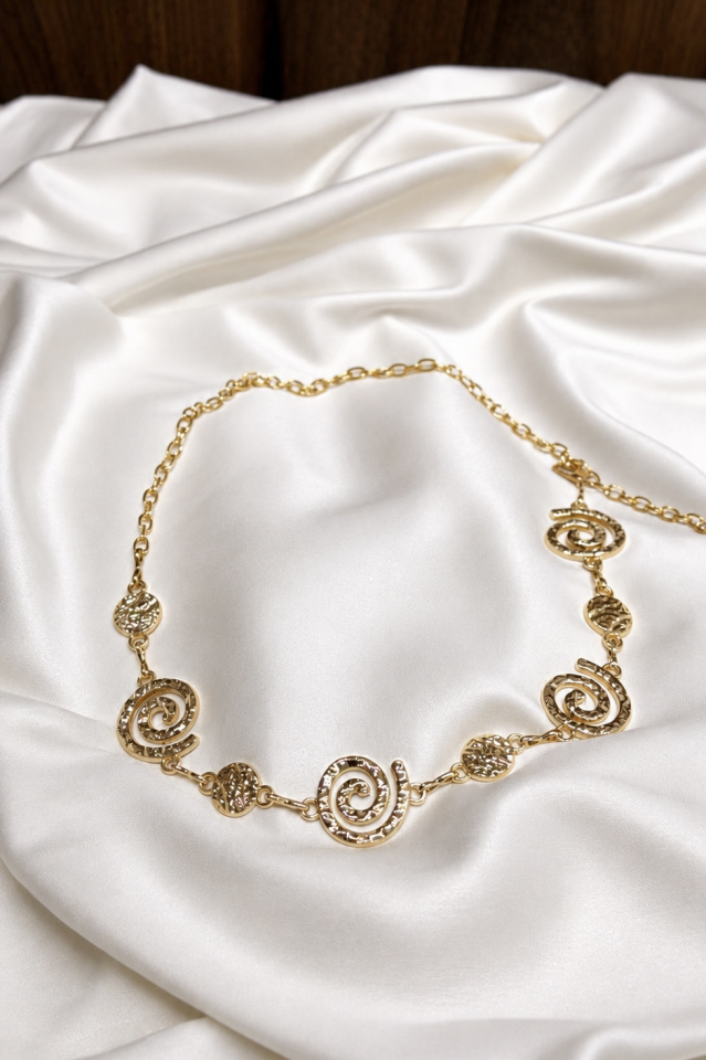 Sarmal Şekilli Gold Zincir Kemer
