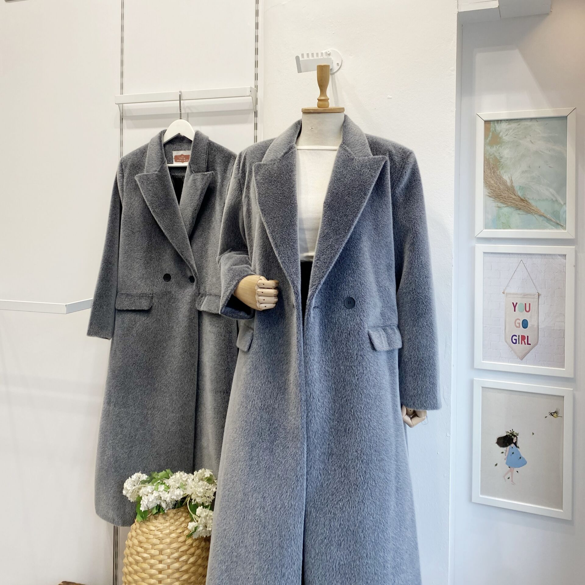 Gri Angora Kumaş Kaban