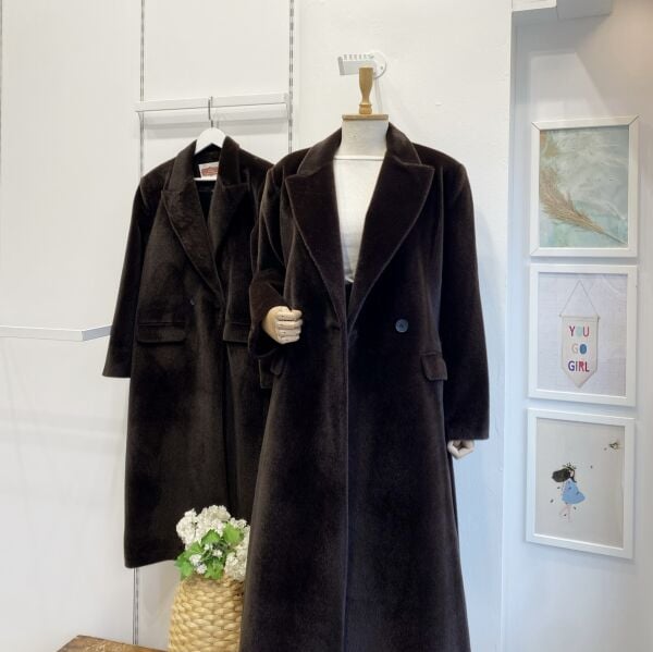 Acı Kahve Angora Kumaş Kaban